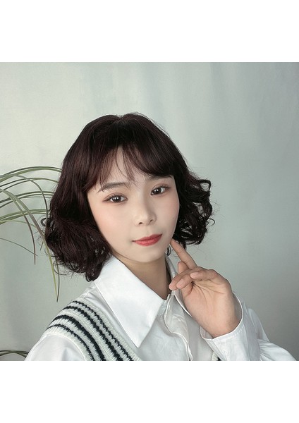 Peruk Orta Uzunlukta Omuz Uzunluğunda Kısa Saç Mısır Kıvırıcı Air Liu Hai Tek Parça (Yurt Dışından) modelleri