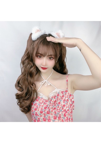 At Kuyruğu Peruk Kadın Klipsli Yüksek At Kuyruğu Uzun Kıvırcık Saç Büyük Dalga Kıvırcık Saç Çift At Kuyruğu Örgü Peruk (Yurt Dışından) fırsatları