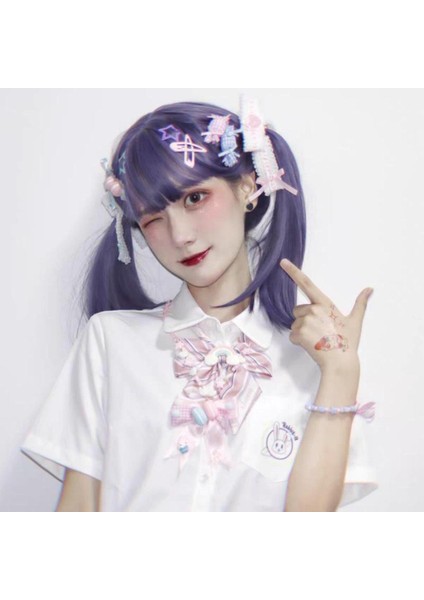 Mor Cosplay Peruk Moda Uzun Düz Saç Uzantıları Masquerade Karnaval Partileri Için Yaratıcı Kostüm Sahne (Yurt Dışından)