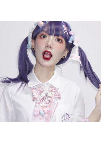 Mor Cosplay Peruk Moda Uzun Düz Saç Uzantıları Masquerade Karnaval Partileri Için Yaratıcı Kostüm Sahne (Yurt Dışından) fırsatları