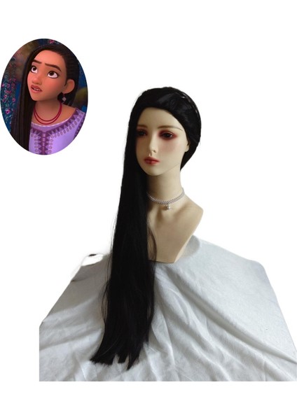 2023FILM Yıldızı Wishwishashaashaörgü Uzun Düz Saç Anime Perukkostümlü Oyunkadınlar Için Evrensel Peruk (Yurt Dışından)