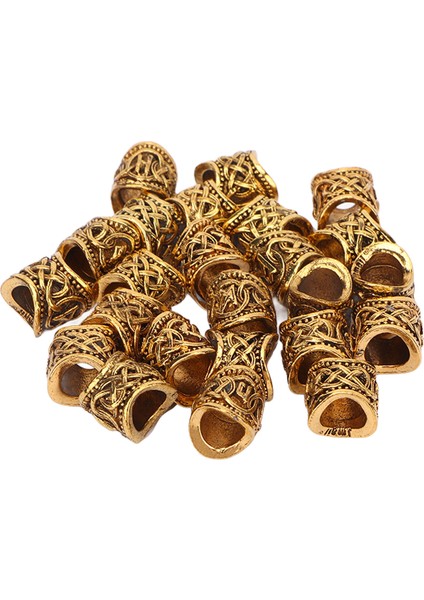 Hao Kan 24 Pcs Saç Boncuk Metal Antik Altın Antika Büyük Delik Örgü Bilezik Kolye 10X9MM (Yurt Dışından) modelleri
