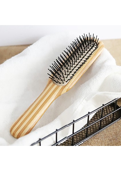 Doğal Bambu Mini Kürek Dolaşık Açıcı Bambu Saç Fırçası Hava Yastığı Masaj Saç Derisi Tarak Bambu Yastık Anti-Statik Saç Taraklar (Yurt Dışından)