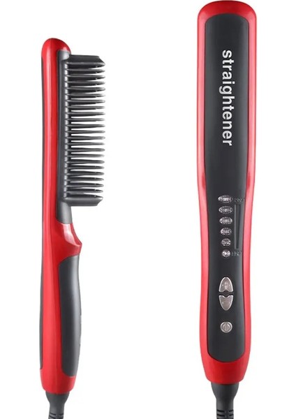 Dayanıklı Elektrikli Düz Saç Tarak Fırça LCD Isıtmalı Seramik Saç Sakal Doğrultma Fırçası Ab Tak Saç Düzleştirici (Yurt Dışından)