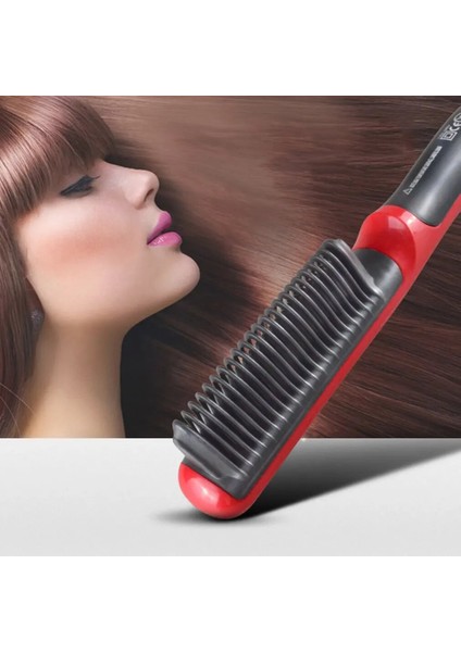 Dayanıklı Elektrikli Düz Saç Tarak Fırça LCD Isıtmalı Seramik Saç Sakal Doğrultma Fırçası Ab Tak Saç Düzleştirici (Yurt Dışından) modelleri