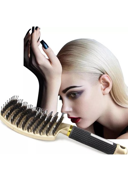 Kadın Saç Derisine Masaj Tarak Kıl Naylon Saç Fırçası Islak Kıvırcık Detangle Saç Fırçası Salon Kuaför Kuaförlük Şekillendirici T S7X7 (Yurt Dışından)