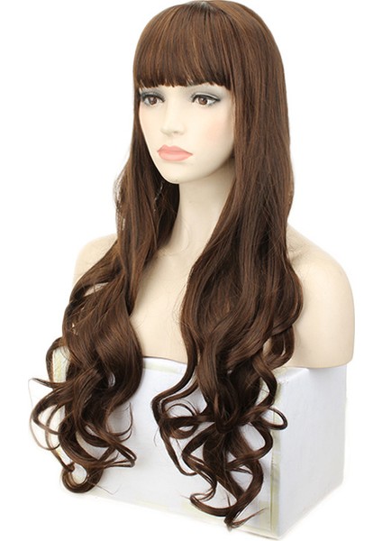 1722 Qi Bangs Kahverengi Uzun Kıvırcık Saç Büyük Dalga Kimyasal Fiber Peruk 65CM220G Peruk Kadın Üreticileri Renk Yapabilir (Yurt Dışından) modelleri