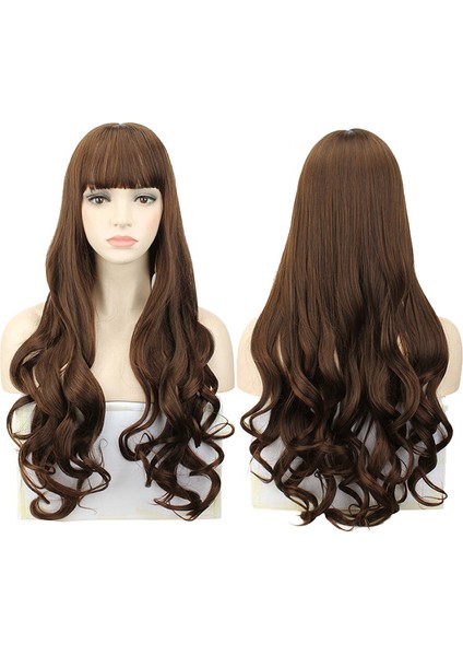1722 Qi Bangs Kahverengi Uzun Kıvırcık Saç Büyük Dalga Kimyasal Fiber Peruk 65CM220G Peruk Kadın Üreticileri Renk Yapabilir (Yurt Dışından) fırsatları