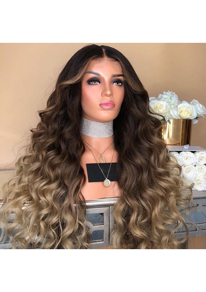 Nyt Kadın Degrade Siyah Kahverengi Uzun Kıvırcık Peruk Sentetik Dalgalı Saç Isıya Dayanıklı Peruk (Yurt Dışından) fiyatları