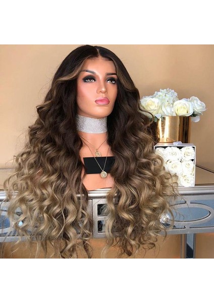 Nyt Kadın Degrade Siyah Kahverengi Uzun Kıvırcık Peruk Sentetik Dalgalı Saç Isıya Dayanıklı Peruk (Yurt Dışından) fırsatları