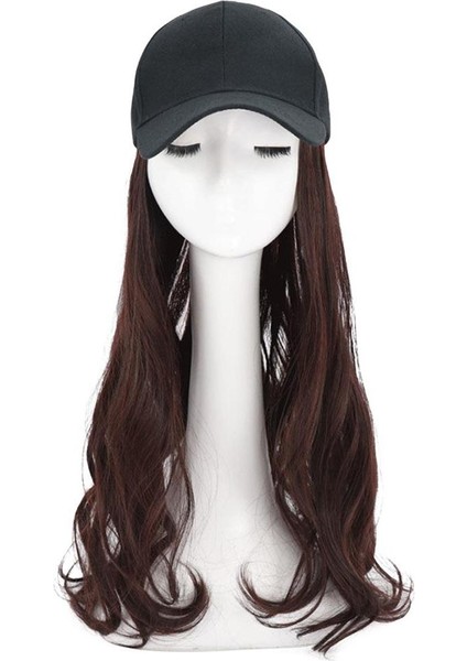Ayarlanabilir Beyzbol Şapkası ile 60CM Tek Parça Saç Uzatma Uzun Dalgalı Postiş (Yurt Dışından)