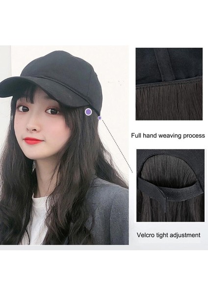 Ayarlanabilir Beyzbol Şapkası ile 60CM Tek Parça Saç Uzatma Uzun Dalgalı Postiş (Yurt Dışından) modelleri