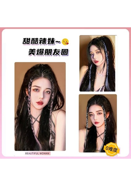 Peruk Örgü Y2G Kadın Yüksek At Kuyruğu Tatlı Serin Sıcak Kız Vurgu Boyalı Doğal Büküm Örgü Asılı Kulak Boyalı Boks Örgü Peruk Seti (Yurt Dışından) fırsatları