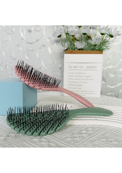 Yaprak Şekli Oyma Saç Derisi Masaj Tarak Saç Fırçası Islak Kıvırcık Detangle Saç Fırçası Salon Kuaförlük Şekillendirici Araçları (Yurt Dışından)