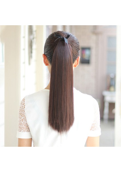 Bayan Kadınlar Uzun Düz Bukleler At Kuyruğu Saç Uzatma Peruk At Kuyruğu (Yurt Dışından)