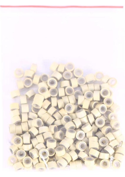 200 Adet/torba Silikon Astarlı Mikro Saç Uzatma Bağlantıları Yüzükler Boncuk (Bej) (Yurt Dışından)