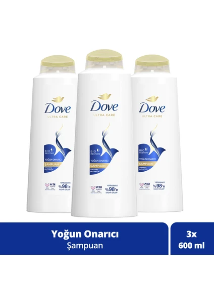 Ultra Care Saç Bakım Şampuanı Yoğun Onarıcı Yıpranmış Saçlar İçin 600 ml x3