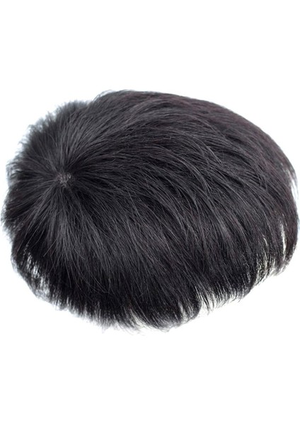 Peruk Erkek Kısa Saç Baş Üstü Yedek Blok Tam Saç Değiştirme - Siyah Brüt Inç Mekanizması 16*18 (Yurt Dışından)