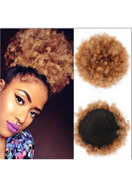 Peruk Afro Puf Kinky Kıvırcık Ipli Topuz Peruk Kadın Yüksek Sıcaklık Fiber Afrika Saç Torbası (Yurt Dışından)