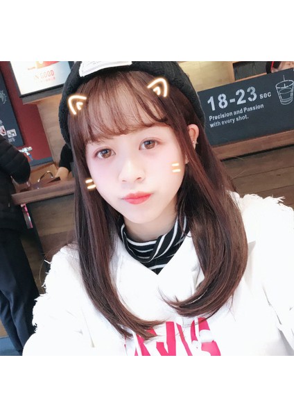 Peruk Kadın Uzun Düz Saç Düz Patlama Peruk Kafa Kapağı Desteği Yurtdışı (Yurt Dışından)