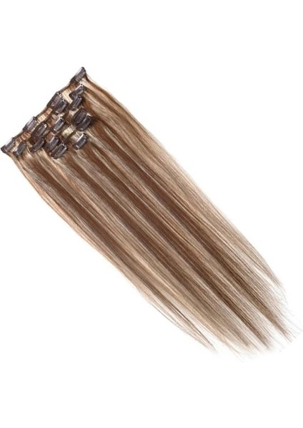 Kadın Insan Saç Klipsli Saç Uzantıları 7 Adet 70G 20 Inç Deve-Kahverengi + Altın-Kahverengi (Yurt Dışından) modelleri