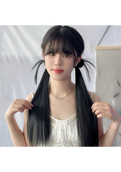 Önerilen Peruk Kadın Tatlı Uzun Düz Daze Saç Düşük Kravat Çift At Kuyruğu Simülasyon Saç (Yurt Dışından) fiyatları