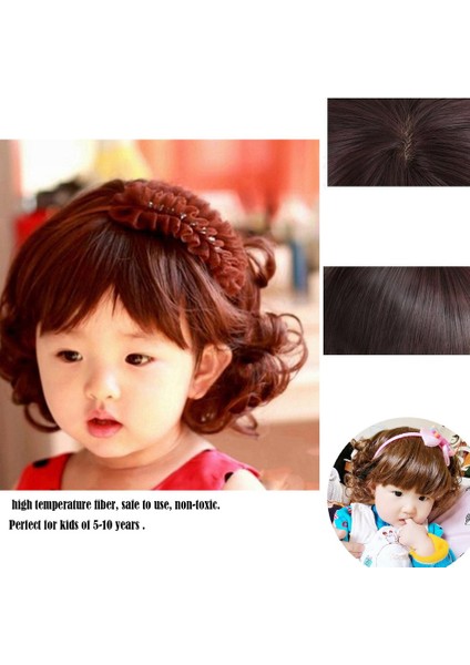 Güzel Erkek Kız Saç Peruk Tam Baş Çocuk Peruk Çocuklar Günlük Postiş - Kahverengi 5 (Yurt Dışından) modelleri