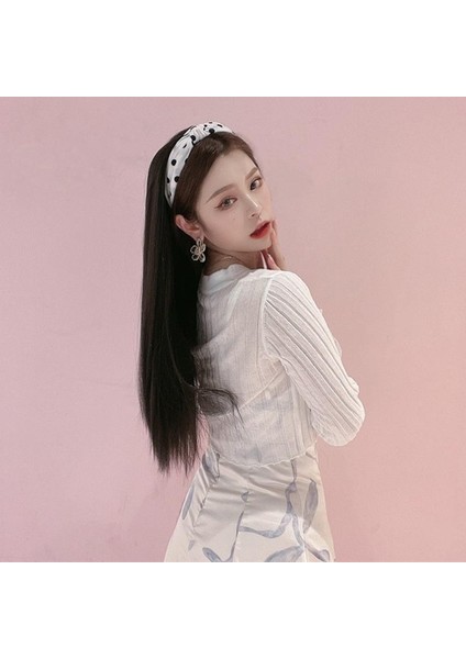 Günlük Giyim Randevu Partisi Için Saç Bandı Uzun Düz Saçlı Kadın Siyah Saç Peruk (Yurt Dışından)