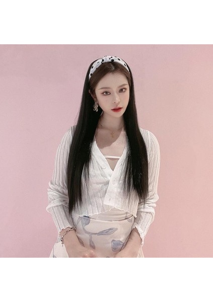 Günlük Giyim Randevu Partisi Için Saç Bandı Uzun Düz Saçlı Kadın Siyah Saç Peruk (Yurt Dışından) fırsatları