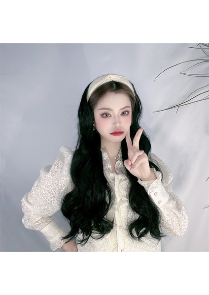 Peruk Kadın Uzun Saç Tembel Kafa Bandı Yarım Başlık Uzun Kıvırcık Saç Tek Parça Dikişsiz Büyük Dalga Peruk Kılıfı (Yurt Dışından) fiyatları