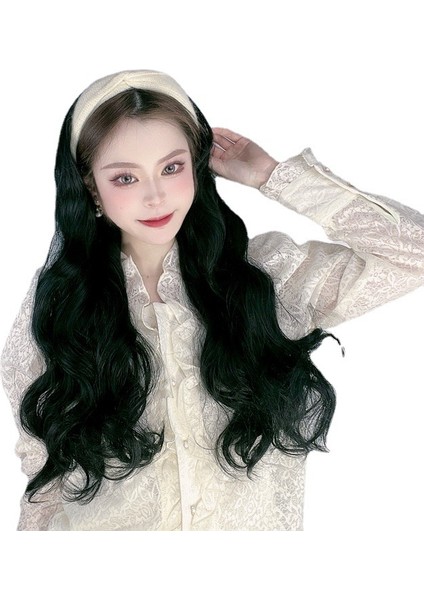 Peruk Kadın Uzun Saç Tembel Kafa Bandı Yarım Başlık Uzun Kıvırcık Saç Tek Parça Dikişsiz Büyük Dalga Peruk Kılıfı (Yurt Dışından) indirimleri