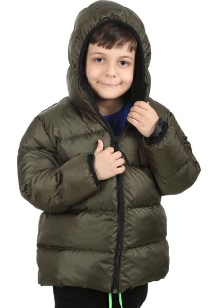 Erkek Çocuk Haki Içi Polarlı Kapüşonlu Su ve Rüzgara Dayanıklı Şişme Mont modelleri