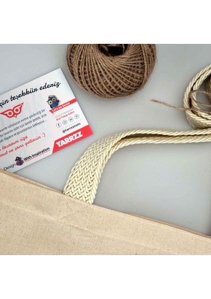 Ham Bez Çanta Tote Bag Deniz Feneri ve Yelkenli Dokuma Saplı Kadın Omuz Çantası