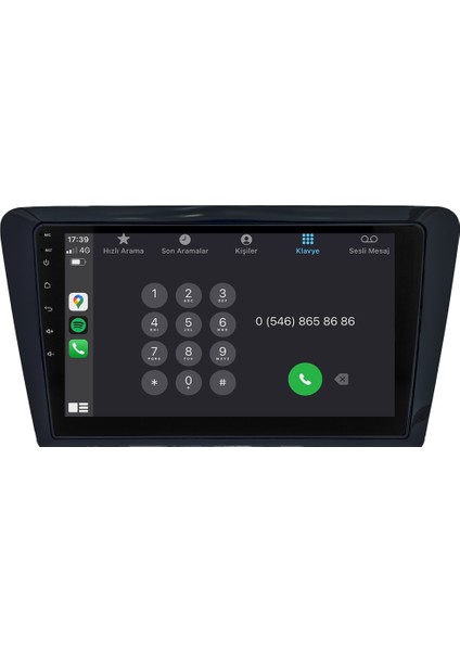 Skoda Rapid (2014-2018) Android 14 Multimedya Carplay 10 Inch 4 GB Ram / 64 GB Hafıza CRV-4487XD
