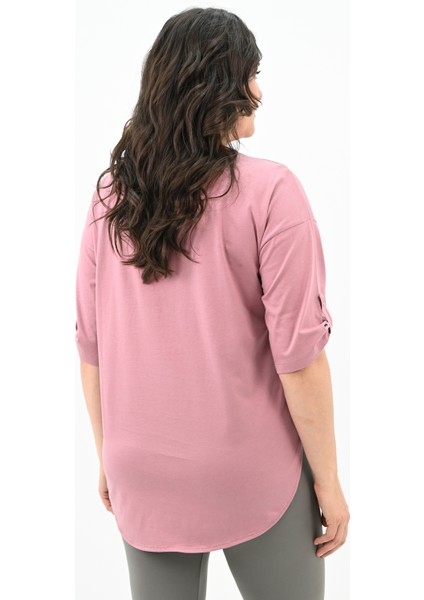 Kadın Büyük Beden Düşük Omuz Oversize T-Shirt 1773-1-24