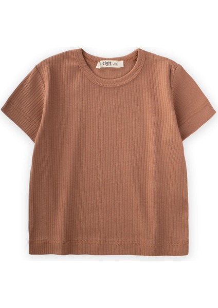 Basic Fitilli T-Shırt Kahve