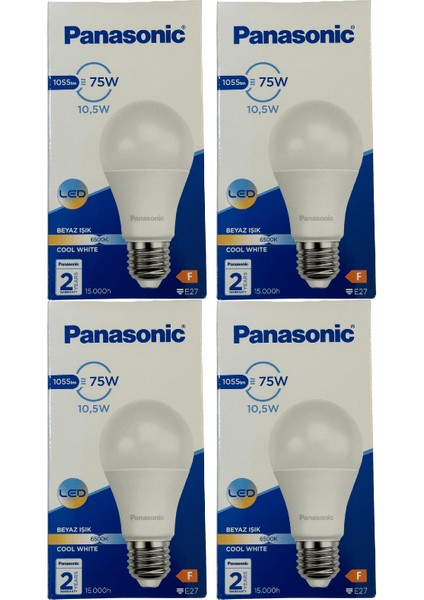 10,5W (75W) 6500K (Beyaz Işık) E27 Duylu LED Ampul (4 Adet)