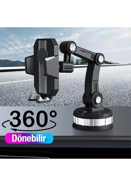 Evrensel Uzayabilen Ultra Güçlü Büyük Vantuzlu 360 Derece Dönebilen Yatay ve Dikey Kullanımlı Araç Içi Telefon Tutucu