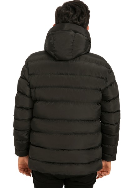 Erkek Siyah Kapüşonlu Içi Polarlı Su ve Rüzgara Dayanıklı Şişme Mont fırsatları