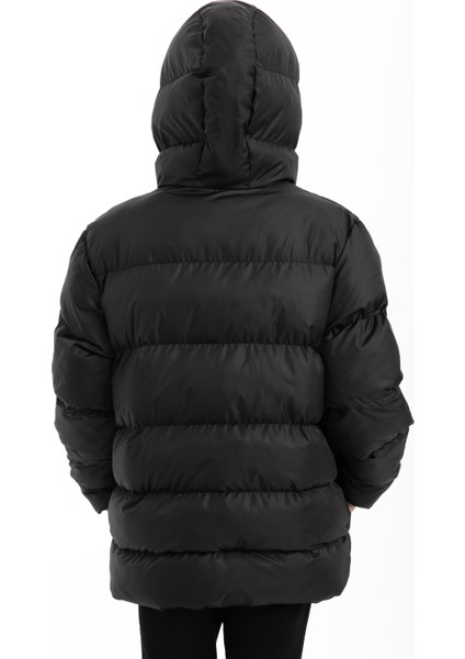 Kız Çocuk Siyah Polarlı Şişme Mont Su ve Rüzgar Koruması fırsatları