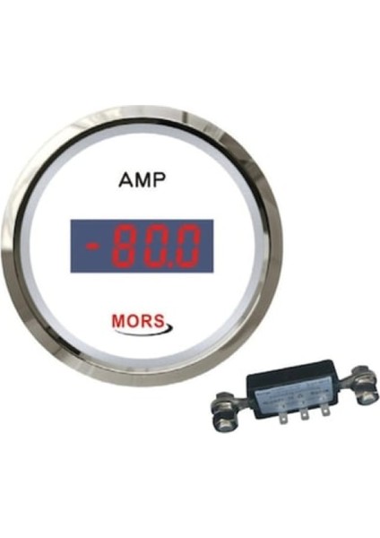 Dijital Ampermetre 12-24V Beyaz ( Şönt Dahildir ) Çap: 55MM
