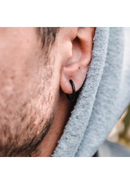 12 mm Cerrahi Çelik Halka Küpe Siyah Renk modelleri