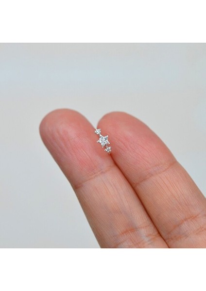 925 Ayar Gümüş Minik Yıldız Süslemeli Halka Hızma, Zarif Ve Şık Tasarımıyla Burun Piercing Aksesuarı fiyatları