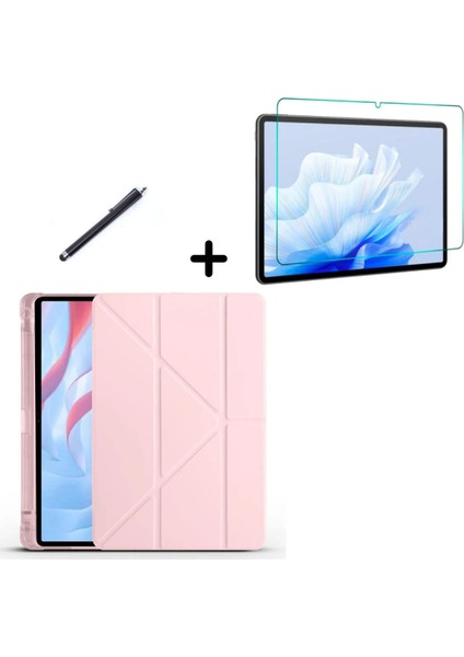 Honor Pad X9 11.5 Inç Uyumlu Kalem Bölmeli Standlı Silikon Kılıf + Ekran Koruyucu + Kalem 3'lü Set