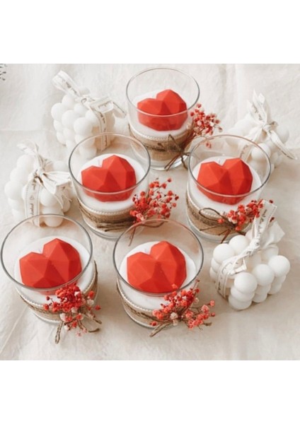 Elmas Kesim 3,9cm Kalp Silikon Kalıp K-991