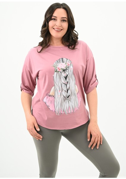 Kadın Büyük Beden Düşük Omuz Oversize T-Shirt 1773-1-24 modelleri