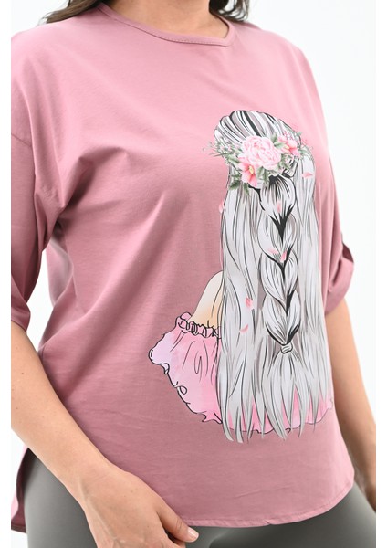 Kadın Büyük Beden Düşük Omuz Oversize T-Shirt 1773-1-24 indirimleri