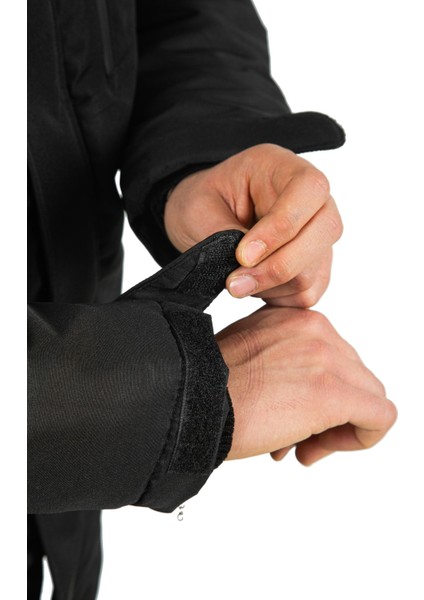 Erkek Siyah Içi Polarlı Su ve Rüzgar Geçirmez Kapüşonlu Mont fırsatları