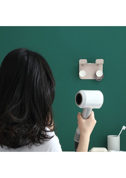 Banyo Saç Kurutma Makinesi Tutucu Abs Duvar Standı Sağlam Yapışkanlı Montaj Standı Tuvalet Depolama Rafı Yumruksuz Saç Kurutma Makinesi Rafı Hafif Pembe (Yurt Dışından)