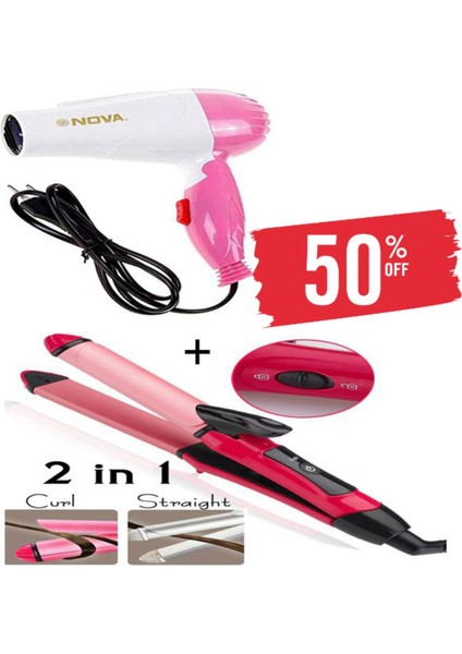 2'li Paket - Saç Kurutma Makinesi + 2'si 1 Arada Saç Şekillendirici (Yurt Dışından)